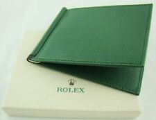 New Authentic Stamped Rolex Green Leather Wallet Credit Card Holder Money Clip