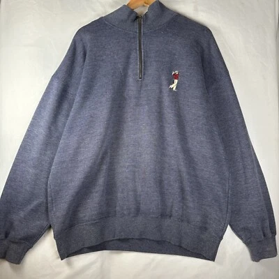 Big Dogs Sweater Mens XL 1/4 Zip Pullover Navy Golfer Dog Embroidered VTG B244 - Image 1 of 4