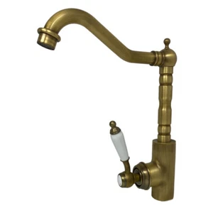 Rubinetto cucina a canna alta orientabile bronzo miscelatore antico per lavello - Foto 1 di 6