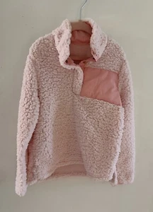 Fuzzy Pink 1/4 Snap Up Pullover Little Girls Size Large 5/6 - Picture 1 of 8