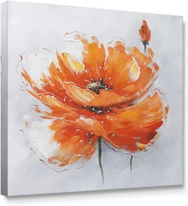 - Orange Poppies, Flower Canvas Wall Art Home Decor,Framed Ready to Hang - Picture 1 of 6