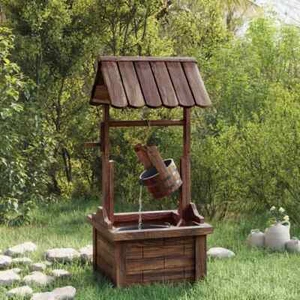 Water Feature Garden Wishing Well Fountain with Pump Solid Wood Fir vidaXL - Picture 1 of 10