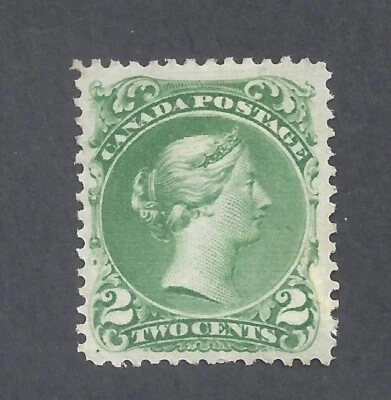 Canada # 24b 2c VF MINT OGH GREEN LARGE QUEEN THIN PAPER VAR. CV $2800 BS29805 - Image 1 of 2
