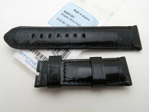 Cinturino Panerai NERO LUCIDO CROMO LUCIDO 24mm / 22mm REGOLARE 125mm / 75mm SOLO TANG - Foto 1 di 7