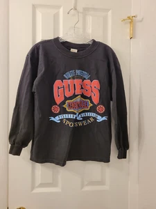 VINTAGE GUESS BLACK L/S T-SHIRT BOYS SIZE LARGE PRE-OWNED - Picture 1 of 3