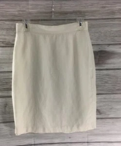 United Colors of Benetton Linen Blend Off White Lined Pencil Skirt 46UK 10US - Picture 1 of 6