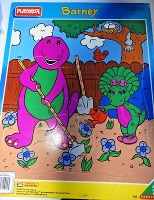 Playskool Barney In the Garden Large Frame Tray Puzzle 549-03 Baby Bop - Image 1 of 2