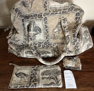 Wendy Edwards Unique Handcrafted X LARGE Overnight Bag 22x13x10 Safari - Picture 1 of 14