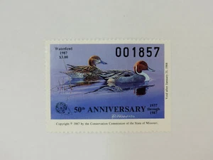 Missouri Waterfowl Stamp - 1987 - 50th Anniversary - Pintails - MNH - Picture 1 of 2