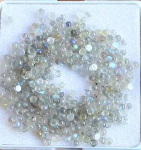 Lote de piedras preciosas sueltas de cabina/cabujón llamativas de labradorita con forma redonda de 25,40 quilates 2 mm - Imagen 1 de 3