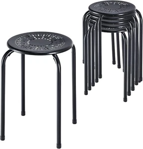 Metal Barstool Stackable Round Dining Stools Office Conference Seats Kitchen-6x - Picture 1 of 6