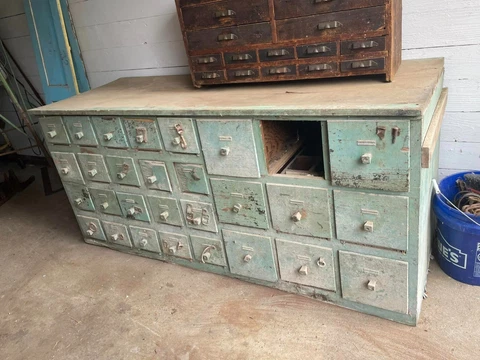 Antique Hardware Cabinet Apothecary Multi Drawer Cover