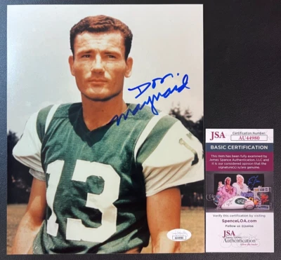 Don Maynard Signed 8x10 Photo JSA Cert w/COA HOF '87 New York Jets NFL (d.2022)! - Image 1 of 4