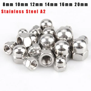 8mm 10mm 12mm 14mm 16mm 20mm Dome Nut Hex Domed Acorn Nuts Stainless Steel A2 - Picture 1 of 5