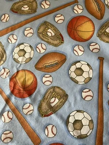 Flannel Sports Themed ,Cotton, Football, Soccer, Baseball, BTY - Picture 1 of 3