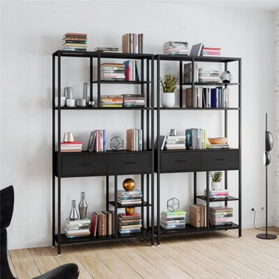 Tall Bookshelf Industrial Display Standing Shelf Units File Cabinet with Drawers - image 1 of 4