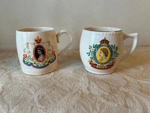 2 Coronation of Queen Elizabeth II Mugs 1953 Cup 3 3/4" - Picture 1 of 3