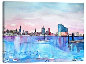 Leinwandbild Hamburg Hafen City Skyline mit Elbphilharmonie - M. Bleichner - Bild 1 von 7