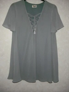Show Me Your Mumu Kylie Lace Up Dress Women L Poolside Chiffon Flutter Lined - Picture 1 of 8