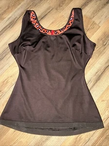 Spanx Scoop Neck Cami *L Simplicity Slimming Tank Chocolate Brown /Leopard Print - Picture 1 of 10