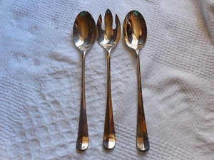3 Vintage versilberte unmarkierte Buffet Servierstücke - 2 Löffel & 1 Gabel - Bild 1 von 5