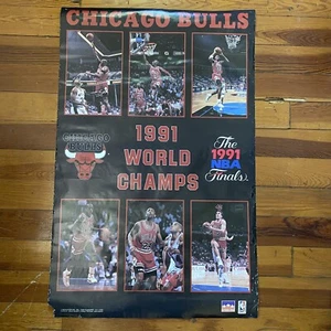 Chicago Bulls 1991 NBA World champs Starline poster with Michael Jordan - Picture 1 of 9