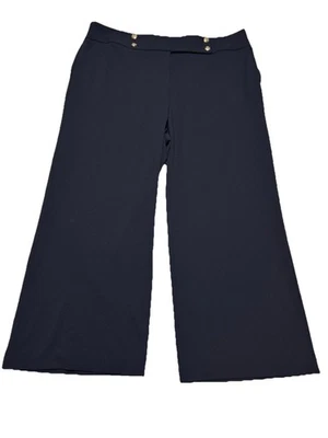 Calvin Klein Wide Leg Pants Double Button Waist Navy Size 22W NWT - Image 1 of 4