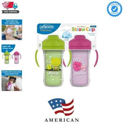 Paquete de 2 tazas aisladas para sorber Milestones - a prueba de derrames 10 oz, verde y púrpura Foto 1 de 4