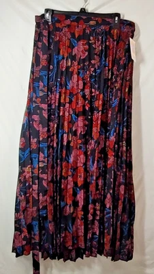 Maxi Falda LuLaroe Deanne Envolvente XL Negra Roja Azul Floral Plisada Línea A Nueva con Etiquetas Foto 1 de 4