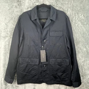 Massimo Dutti Jacket Mens Large Blue Collared Button Up Field Chore Trucker New - Picture 1 of 11