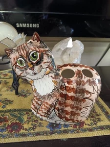 Gatti di Nina Portaspazzolino da Denti in Ceramica Dipinta a Mano Tabby Cat  - Foto 1 di 6