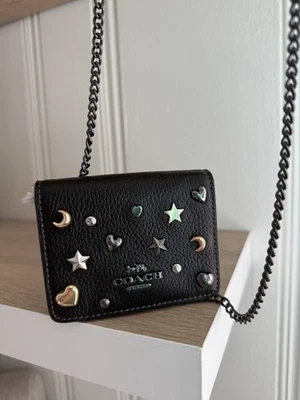 Coach NWT Wallet On Chain W Rivets Celestial Mini Bag Crossbody Black CC179 - Image 1 of 4