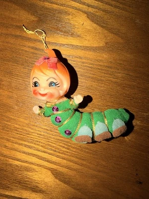 Oruga duxie antropomórfica flocada vintage años 60 oruga Foto 1 de 4