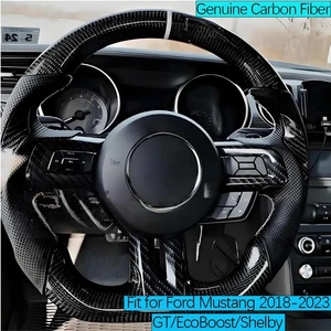Carbon Fiber Steering Wheel For Ford Mustang GT White Stripe Upgrade 2018-2023 - Picture 1 of 8
