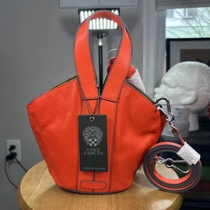 NEW Vince Camuto Afina Small Tote Leather Bag Oxy Fire NWT MSRP $138 - Picture 1 of 6