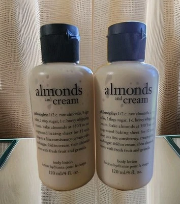 PHILOSOPHY ALMOND CREAM BODY LOTION-4 OZ BOTTLE Xs 2Lot☆SEALED☆FREE SHIPPING.  - Image 1 of 3