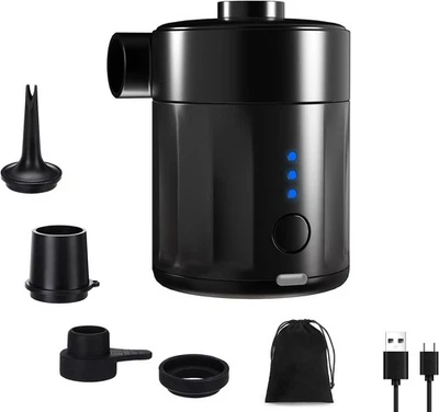 MOJIMDO Tragbare Akku-Luftpumpe 2in1 450 L/min 5000 Pa für Luftmatratzen, Schlauchboot