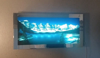 Vtg Motion, Light, And Sound Picture Of Mountain Lake. Works Great!! L38.5"xH19" - Image 1 of 4