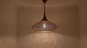 Handcrafted Moroccan Brass Pendant Light - Arabian Home Decor - Picture 1 of 9