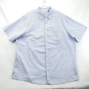 Oak Hill Shirt Mens 2XLT Blue White Seersucker Striped Short Sleeve Button Front - Picture 1 of 13