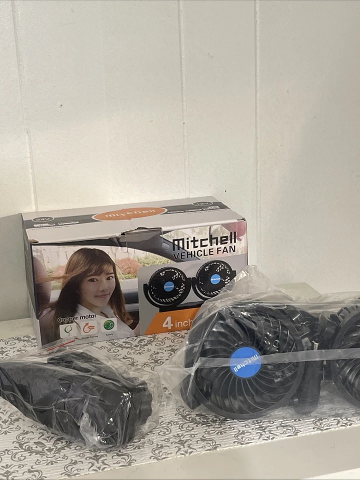 Mitchell Vehicle Fan 4 Inch Twin Fan DC 12V 6.5W 0.6kg HX- T605E - Image 1 of 1