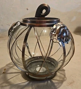 Rare Bath Body Works 2014 Bronze Glass Pumpkin Fall Edition 3 Wick Candle Holder - Picture 1 of 4