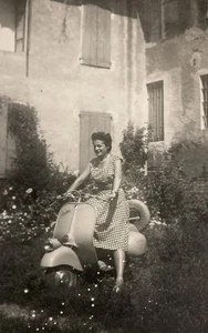 Girl On A Vespa Scooter 1950s Black And White Photograph - Picture 1 of 3