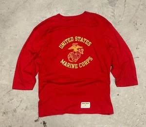 Vtg 70s 80s US MARINES Beijing China  3/4 Sleeve USA Souvenir Tee ￼Large - Picture 1 of 4