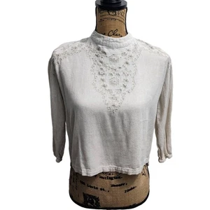 Zara Bluse Damen Größe EUR XS USA XS MEX 24 Weiß Victorian High Neck - Bild 1 von 3