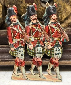 Victorian Die Cut Embossed European Soldiers Scottish Highlander??? Scraps - L11 - Picture 1 of 5