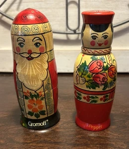 Russian Matryoshka Christmas Nesting Dolls Style Salt Pepper Shakers 5" - Picture 1 of 21
