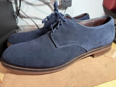 Allen Edmonds «NOMAD» простой носок замши Derby 13 D темно-синий кожаный едва носили - Изображение 1 из 4