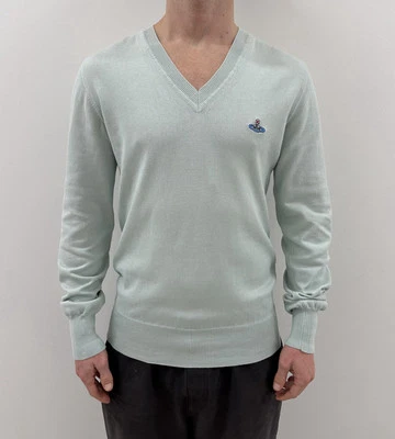 Vivienne Westwood Mens Lightweight Jumper V-Neck  Pullover Orb Logo size L - Image 1 of 4