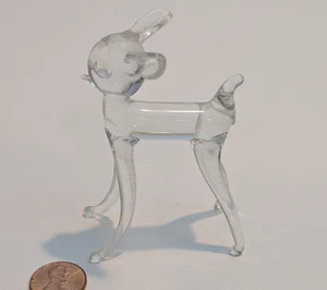 Vintage 70er Jahre klare mundgeblasene Glasfigur Figur Tier Baby Hirsch Sammlerstück - Bild 1 von 6